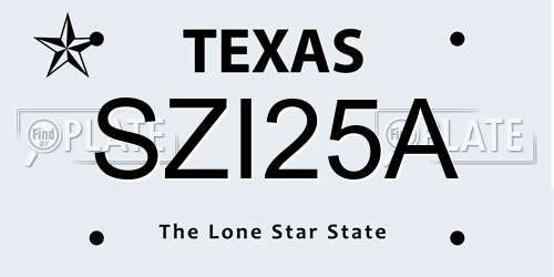 SZI25A Texas License Plate