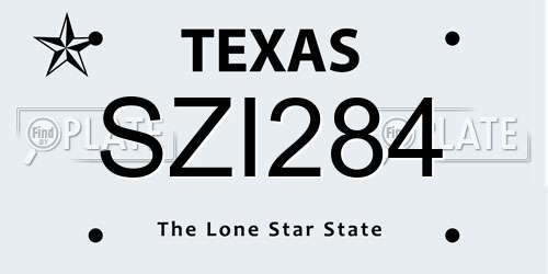 SZI284 Texas License Plate