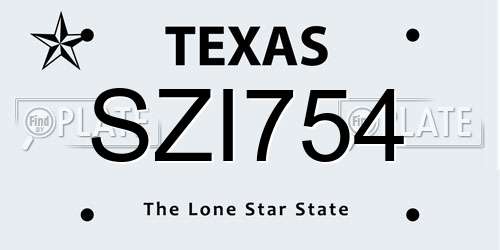 SZI754 Texas License Plate