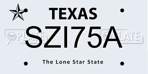 SZI75A Texas License Plate