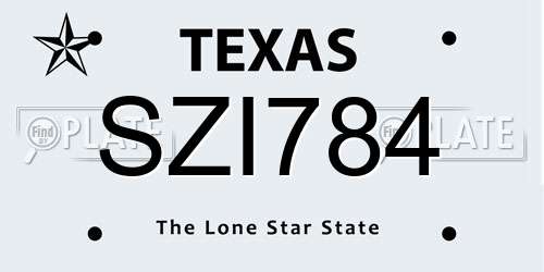 SZI784 Texas License Plate
