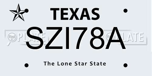SZI78A Texas License Plate