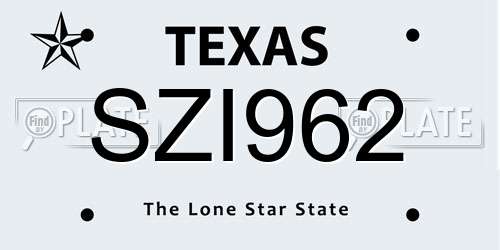 SZI962 Texas License Plate