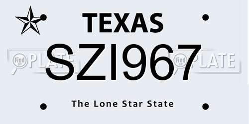 SZI967 Texas License Plate