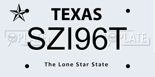 SZI96T Texas License Plate