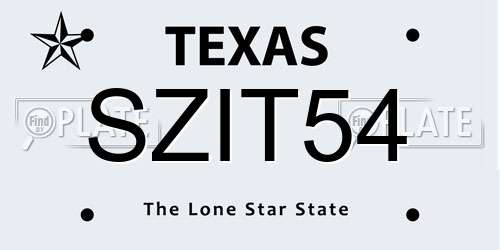 SZIT54 Texas License Plate