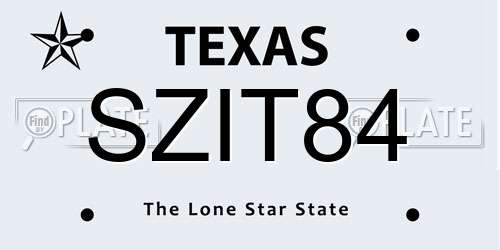 SZIT84 Texas License Plate