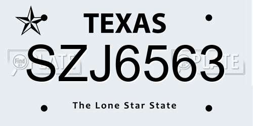 SZJ6563 Texas License Plate