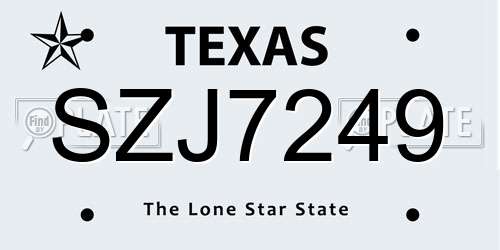 SZJ7249 Texas License Plate