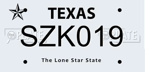 SZK019 Texas License Plate