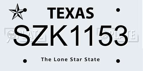 SZK1153 Texas License Plate