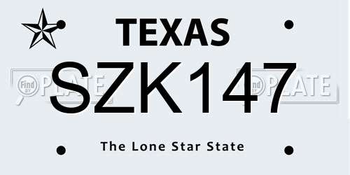 SZK147 Texas License Plate