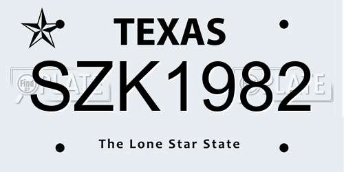 SZK1982 Texas License Plate