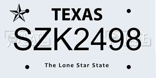 SZK2498 Texas License Plate