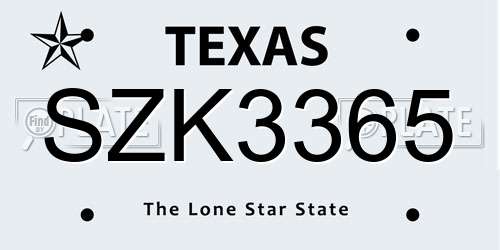 SZK3365 Texas License Plate