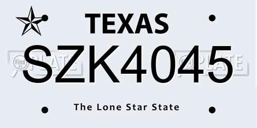 SZK4045 Texas License Plate
