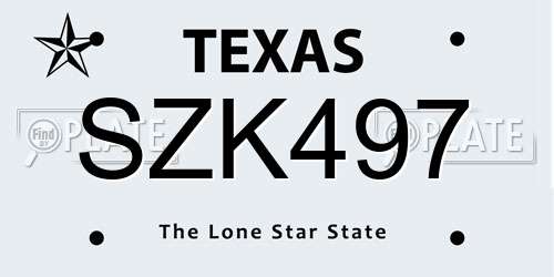 SZK497 Texas License Plate