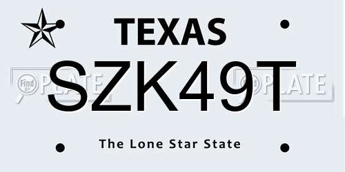 SZK49T Texas License Plate