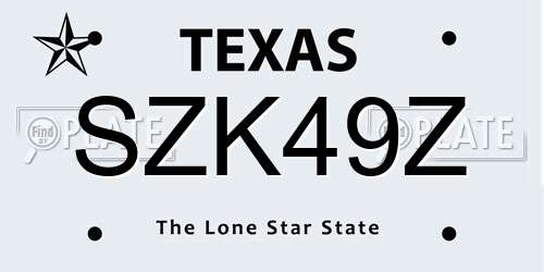SZK49Z Texas License Plate