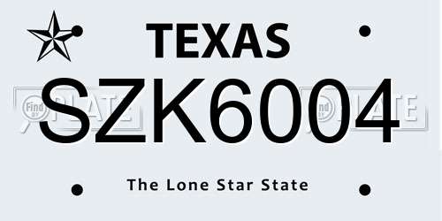 SZK6004 Texas License Plate