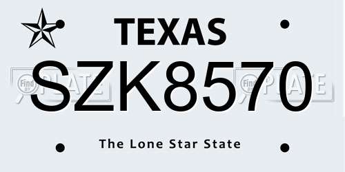 SZK8570 Texas License Plate