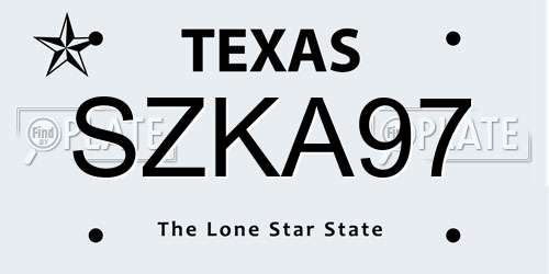 SZKA97 Texas License Plate