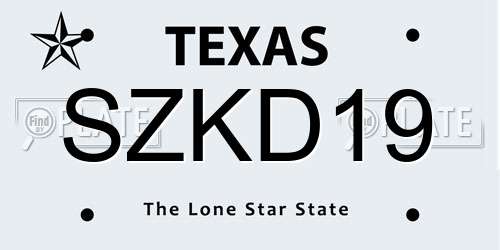 SZKD19 Texas License Plate