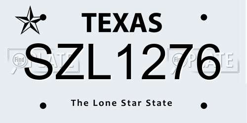 SZL1276 Texas License Plate