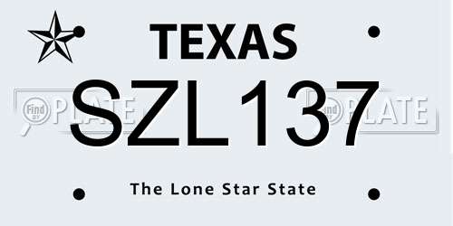 SZL137 Texas License Plate