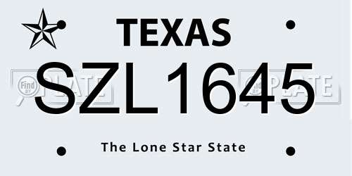 SZL1645 Texas License Plate