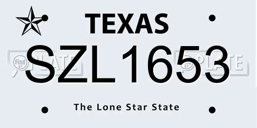 SZL1653 Texas License Plate
