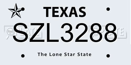 SZL3288 Texas License Plate