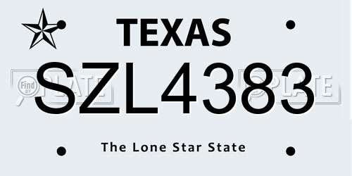 SZL4383 Texas License Plate