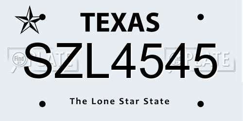 SZL4545 Texas License Plate