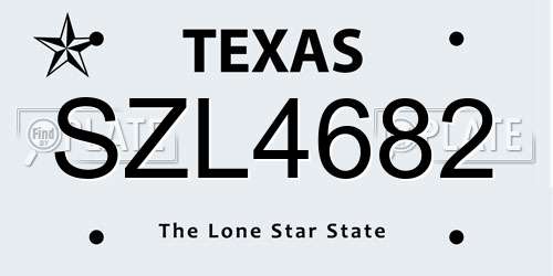 SZL4682 Texas License Plate