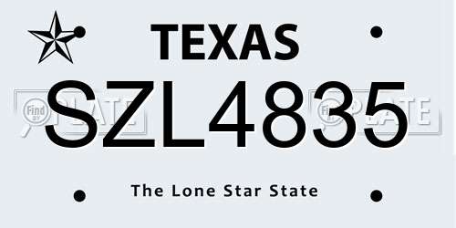 SZL4835 Texas License Plate