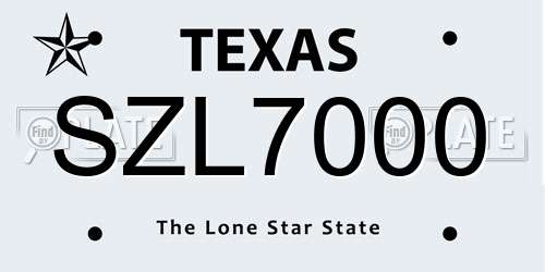 SZL7000 Texas License Plate
