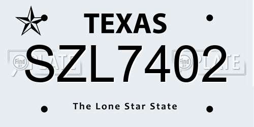 SZL7402 Texas License Plate