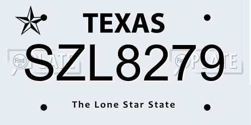 SZL8279 Texas License Plate
