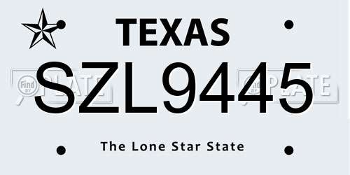 SZL9445 Texas License Plate