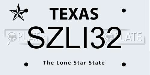SZLI32 Texas License Plate