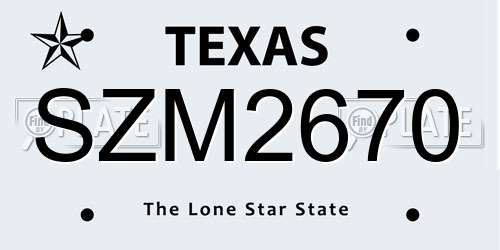 SZM2670 Texas License Plate