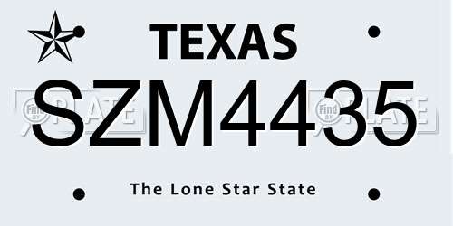 SZM4435 Texas License Plate