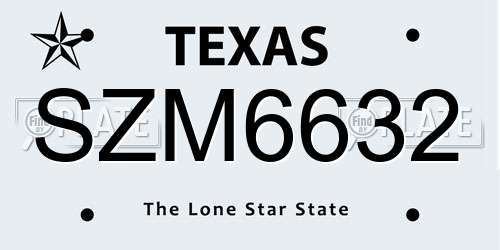 SZM6632 Texas License Plate