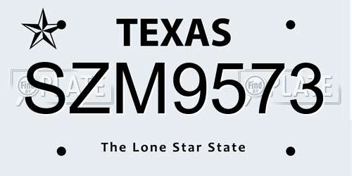 SZM9573 Texas License Plate