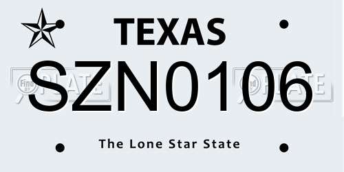 SZN0106 Texas License Plate