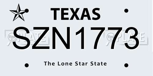 SZN1773 Texas License Plate