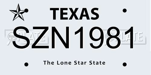 SZN1981 Texas License Plate