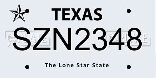 SZN2348 Texas License Plate