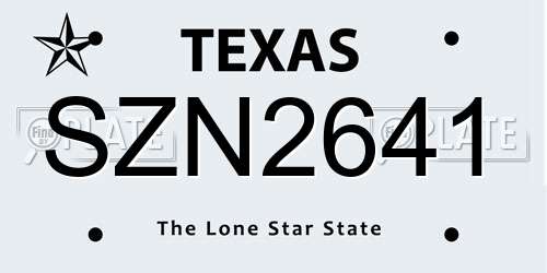 SZN2641 Texas License Plate